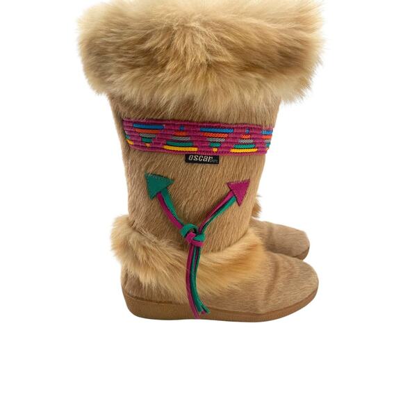 Oscar Sport Italy FUR Winter Snow Southwestern Tan Apres Ski Boots size EU 38